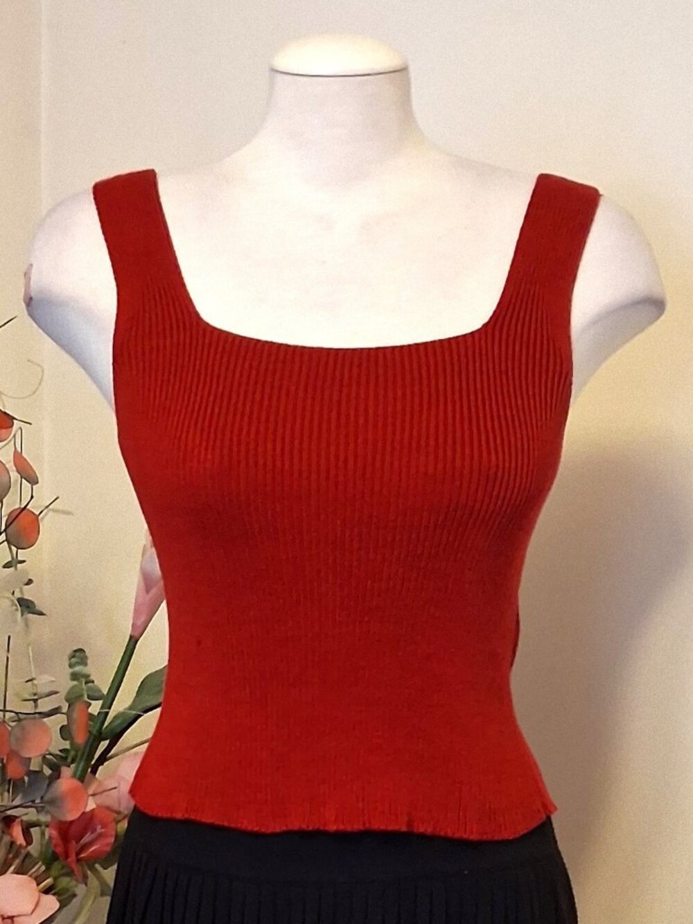 Kroshetta High Quality Stretchy Red Camisole Knitwear Tank Top 10
